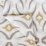 Geometric Mustard Sheer Embroidery Linen Look Curtain Panels