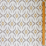 Geometric Mustard Sheer Embroidery Linen Look Curtain Panels