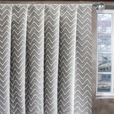 Silver Chevron Jacquard Velvet Curtain Panels