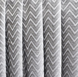 Silver Chevron Jacquard Velvet Curtain Panels