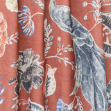 Lovely Peacocks Rust Bird Printed Cotton Curtain Panels