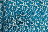 Teal Blue Leaves Velvet Fabric By The Metre