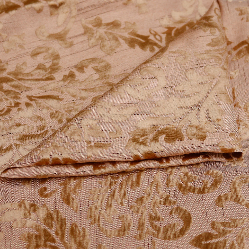 Peach Damask Burnout Velvet Curtain Panels