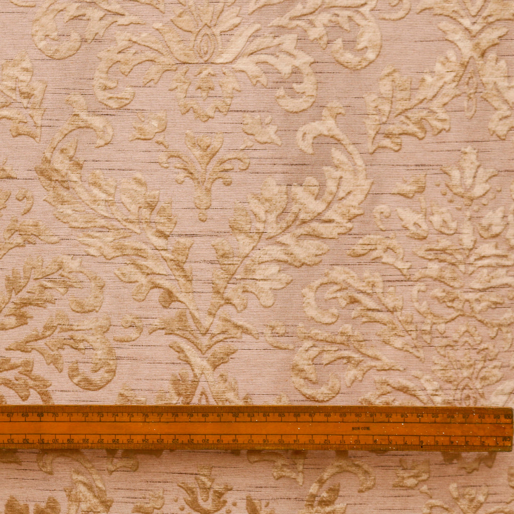 Peach Damask Burnout Velvet Curtain Panels