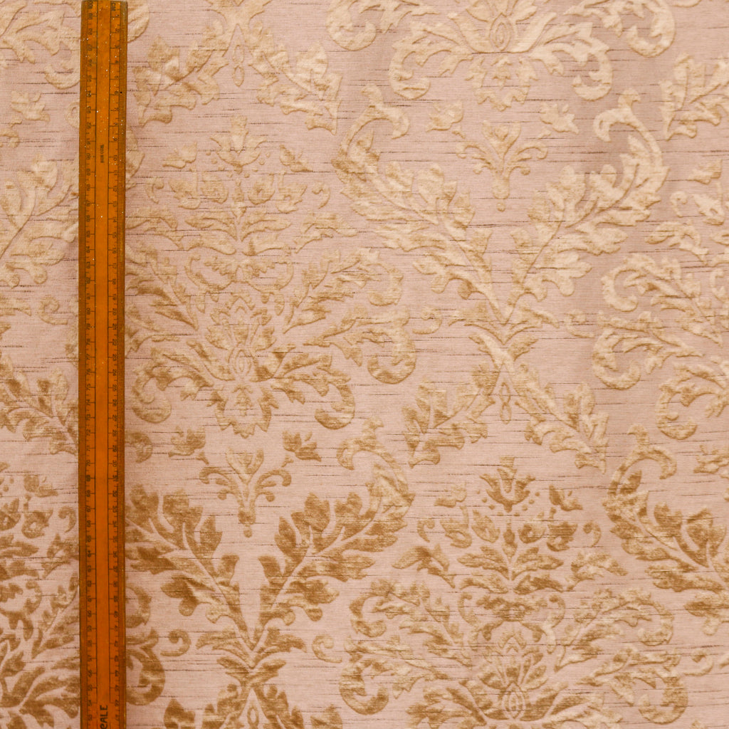 Peach Damask Burnout Velvet Curtain Panels