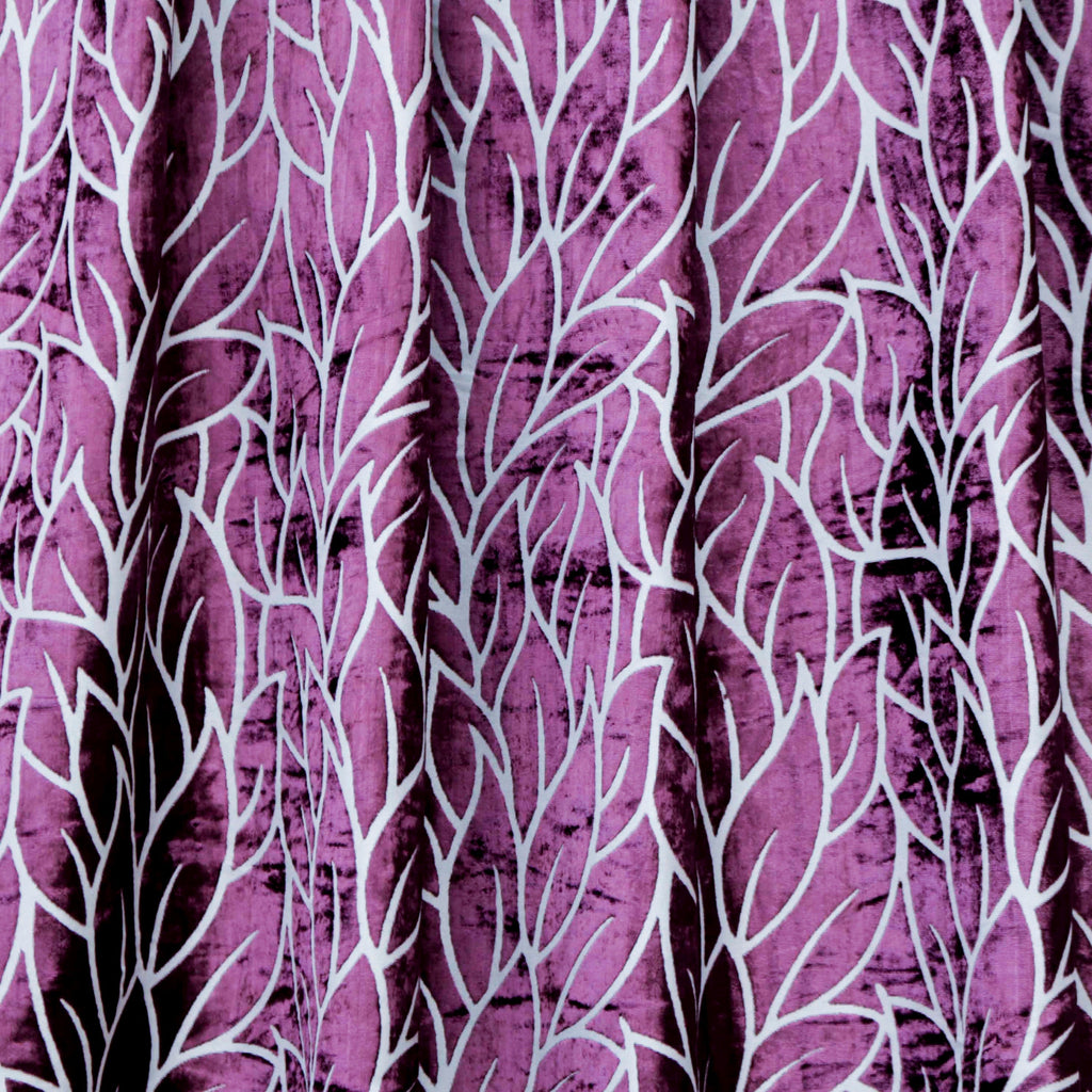 Purple Leaves Velvet Fabric By The Metre