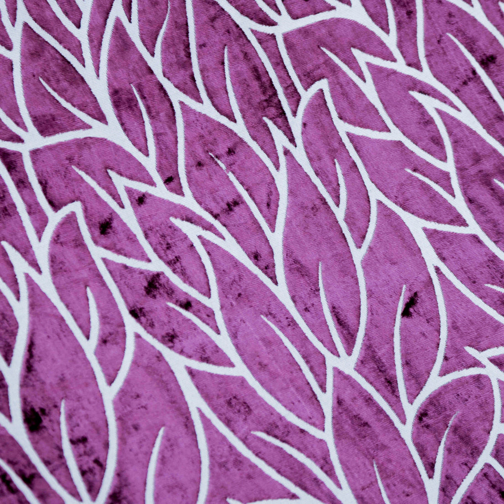 Purple Leaves Velvet Fabric By The Metre