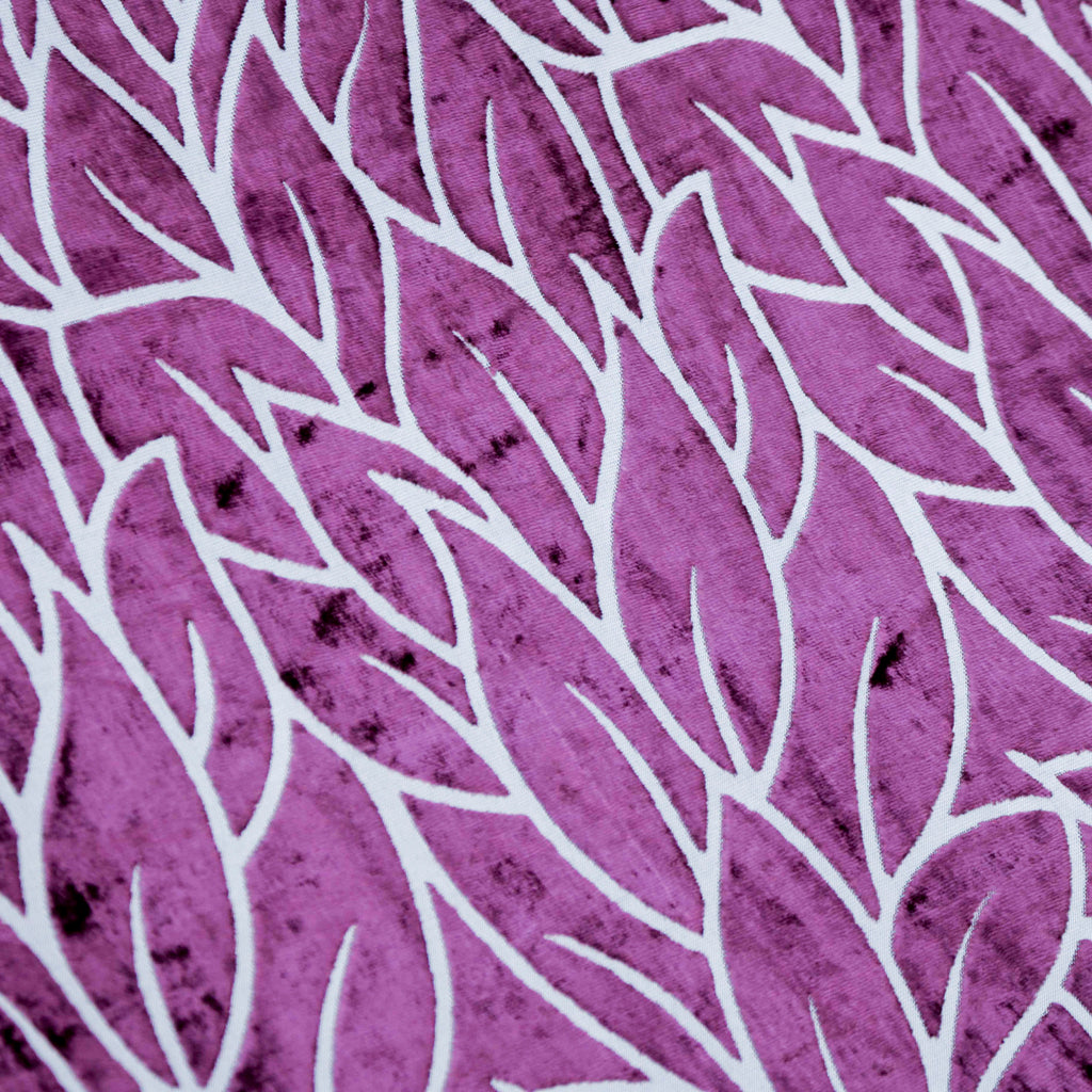 Purple Leaves Burnout Velvet Curtain Panels