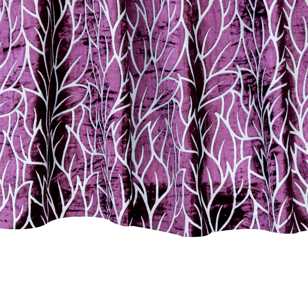 Purple Leaves Burnout Velvet Curtain Panels