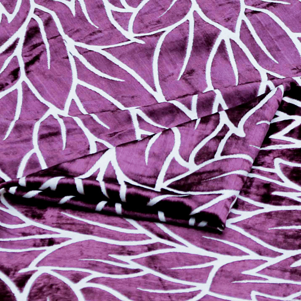 Purple Leaves Burnout Velvet Curtain Panels