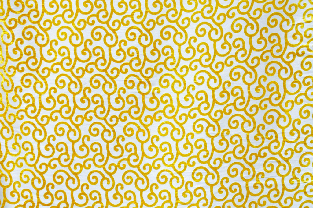 Mimosa Yellow Scrolls Burnout Velvet Curtain Panels