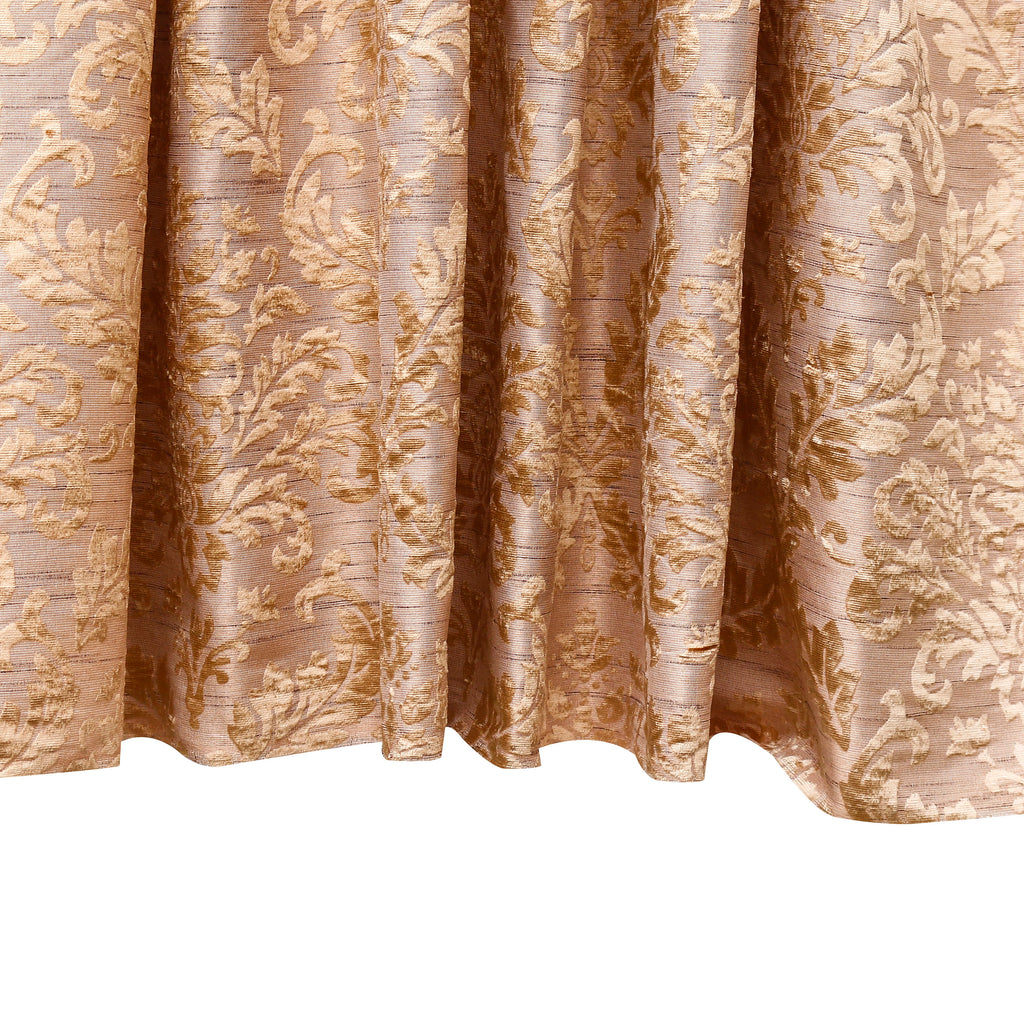 Peach Damask Burnout Velvet Curtain Panels