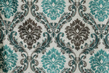 Teal N Grey Damask Jacquard Weave Curtain Panels