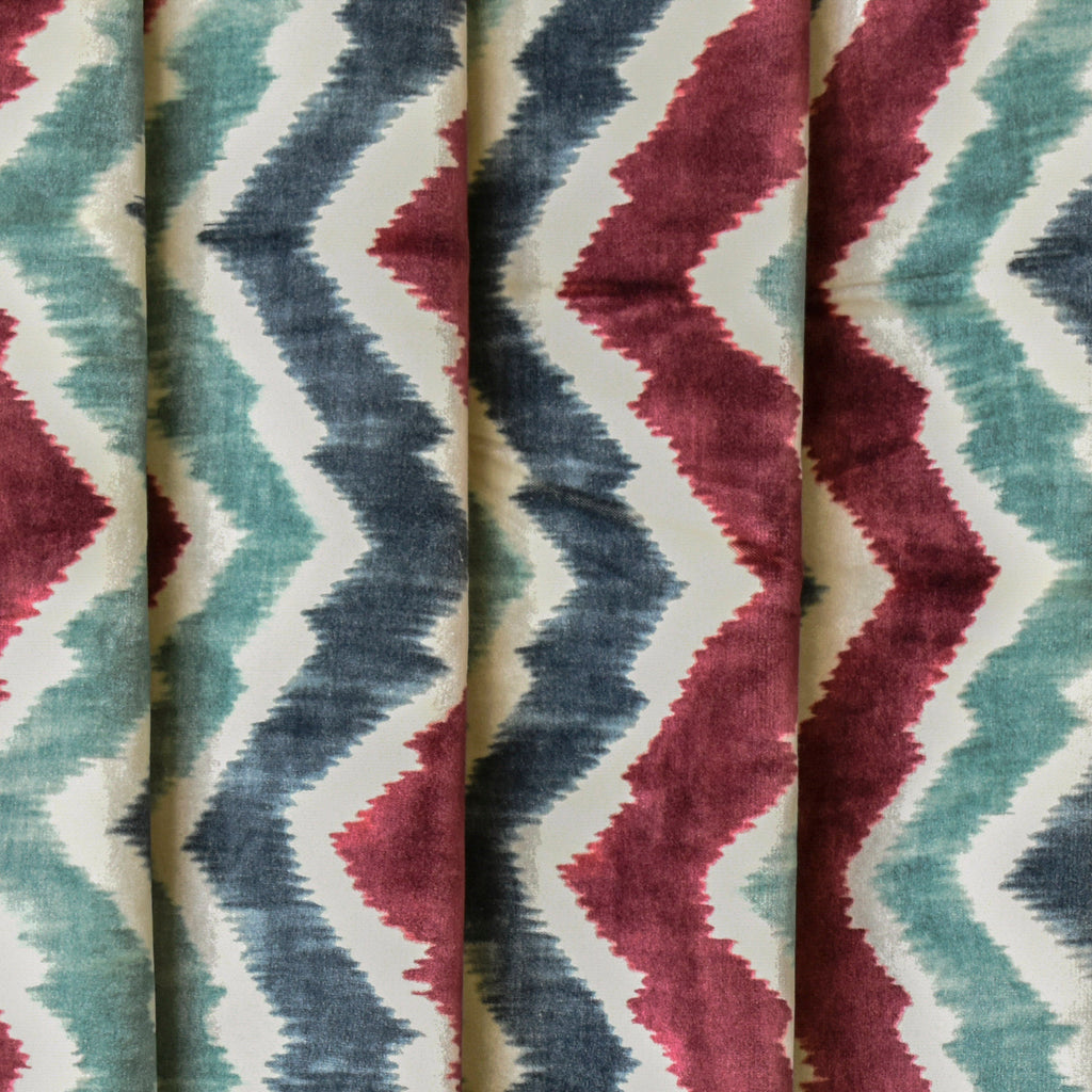 Teal And Burgundy Velvet Fabric By The Metre