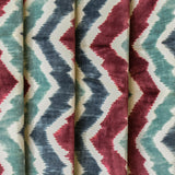 Teal N Burgundy Chevron Digital Print Velvet Curtain Panels