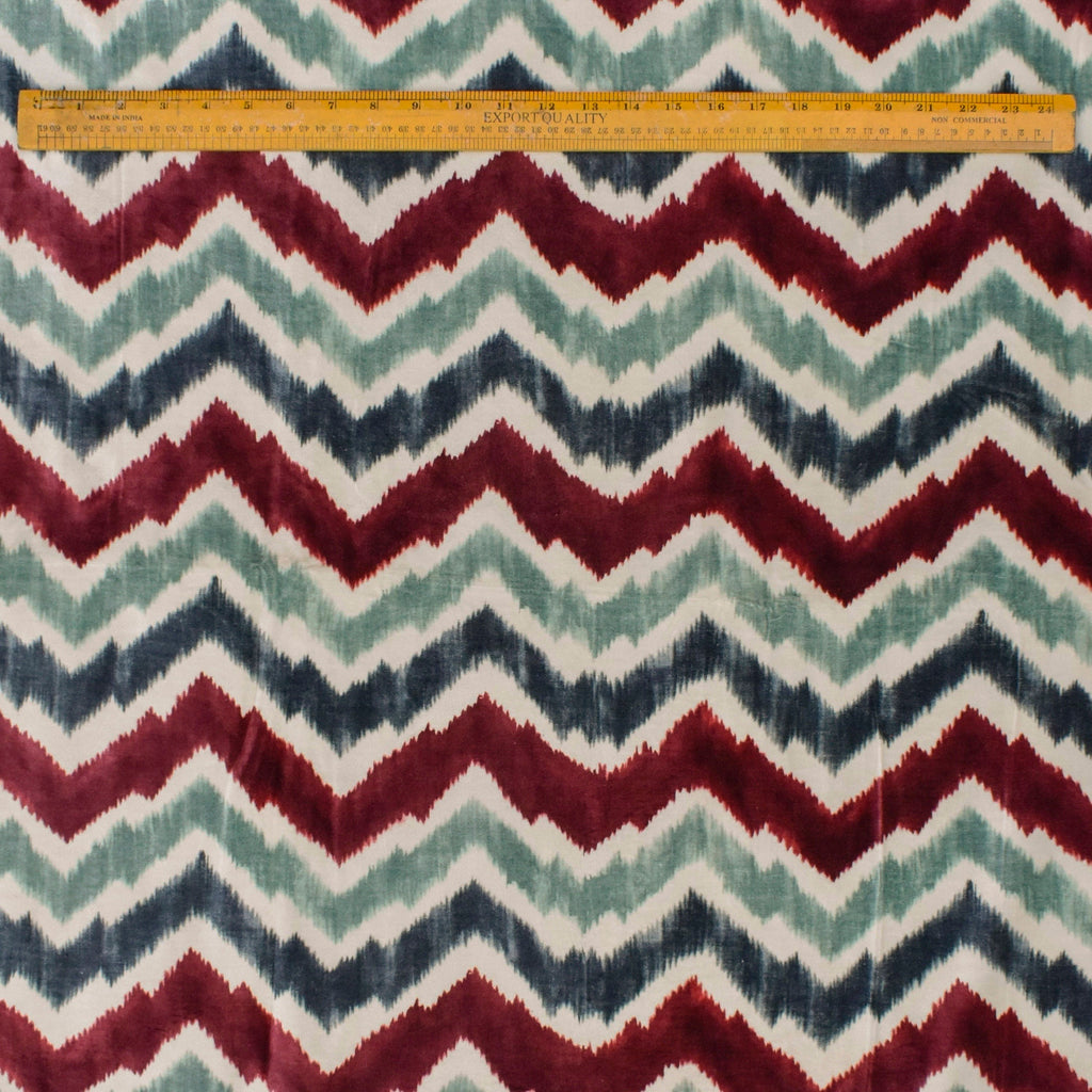 Teal And Burgundy Velvet Fabric By The Metre