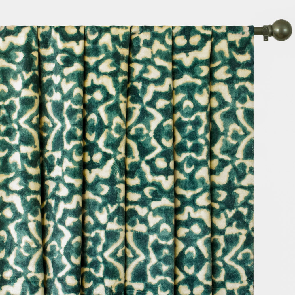 Green And Ivory Velvet Fabric By The Metre