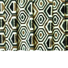 Bottle Green Geometric Digital Printed Velvet Curtain Panels
