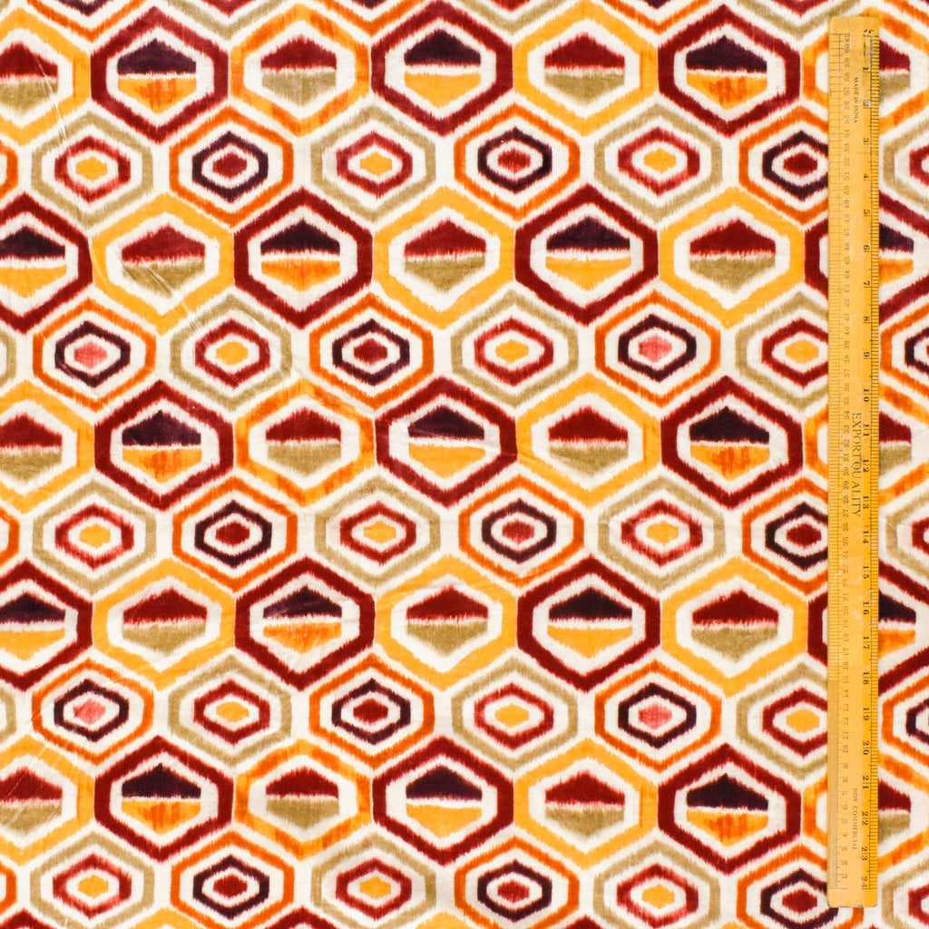 Yellow And Orange Velvet Fabric By The Metre