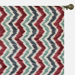 Teal N Burgundy Chevron Digital Print Velvet Curtain Panels