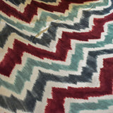 Teal N Burgundy Chevron Digital Print Velvet Curtain Panels