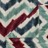 Teal N Burgundy Chevron Digital Print Velvet Curtain Panels