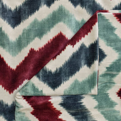 Teal And Burgundy Velvet Fabric By The Metre