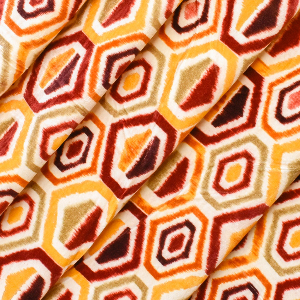 Yellow And Orange Velvet Fabric By The Metre