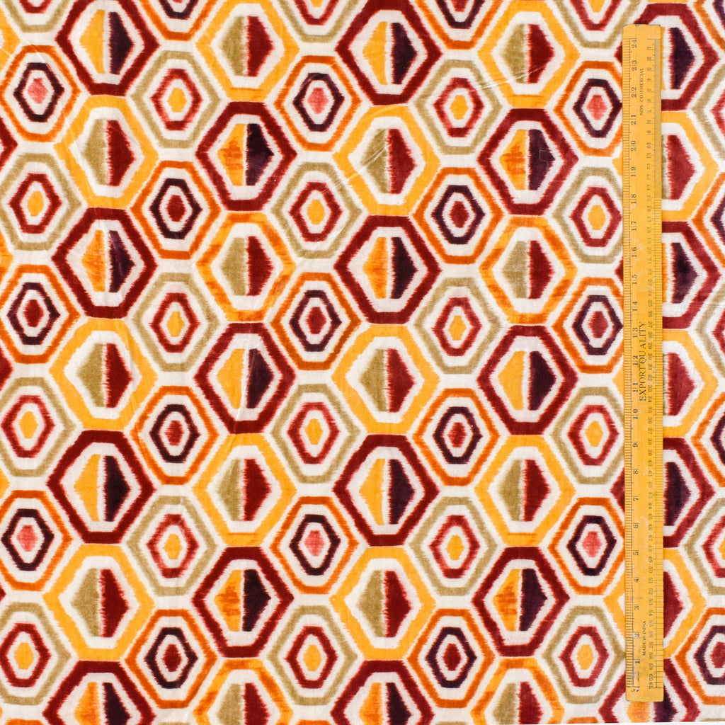 Yellow And Orange Velvet Fabric By The Metre