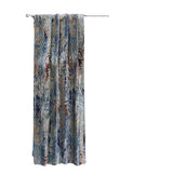 Artistic Ivory, Blue Printed Velvet Geometric Curtain Panels