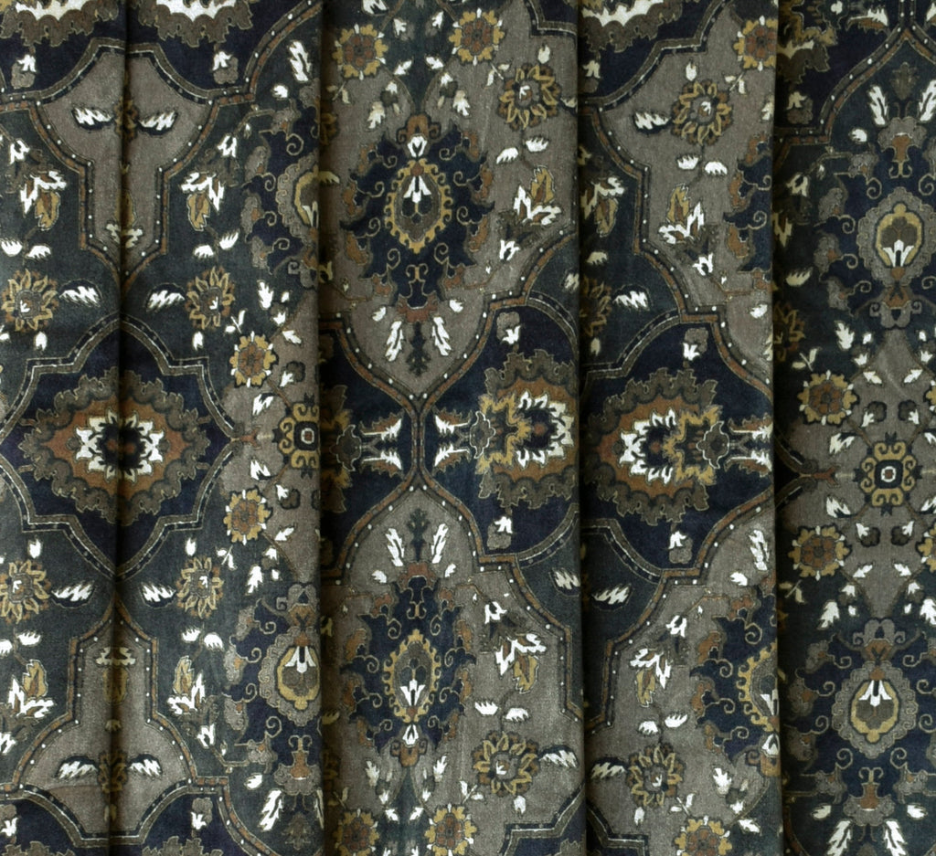 Arabic Black Abstract Digital Printed Velvet Curtain Panels