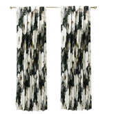 Midnight Roses Green, Brown Printed Cotton Curtain Panels