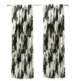 Midnight Roses Green, Brown Printed Cotton Curtain Panels