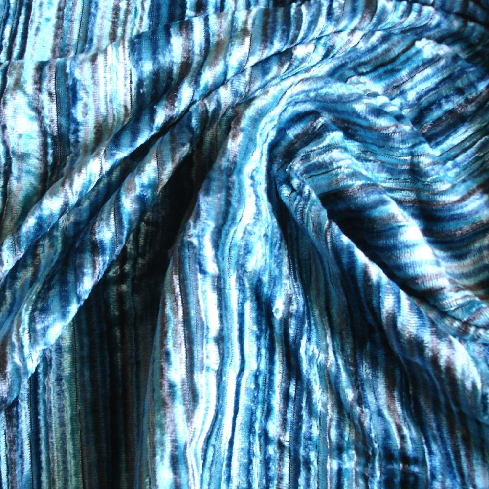 Aqua Swirls Velvet Fabric By The Metre