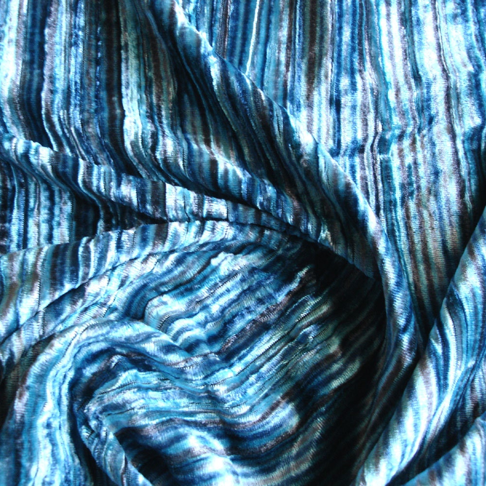 Aqua Swirls Velvet Fabric By The Metre