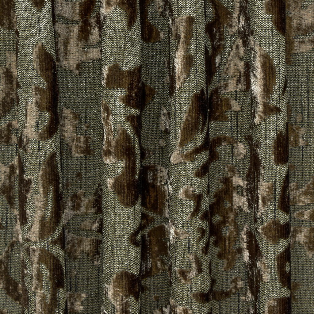 Olive Damask Soft Burnout Velvet Curtain Panels