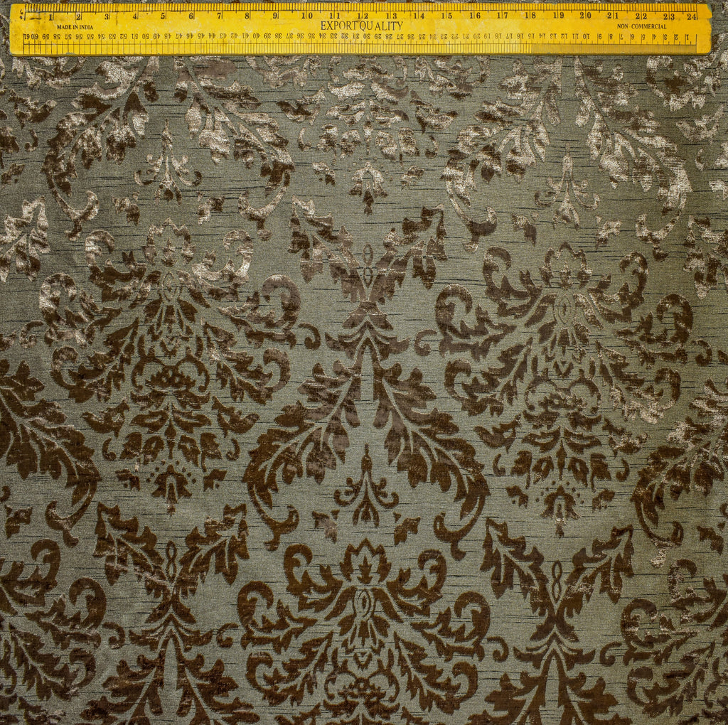 Olive Damask Soft Burnout Velvet Curtain Panels