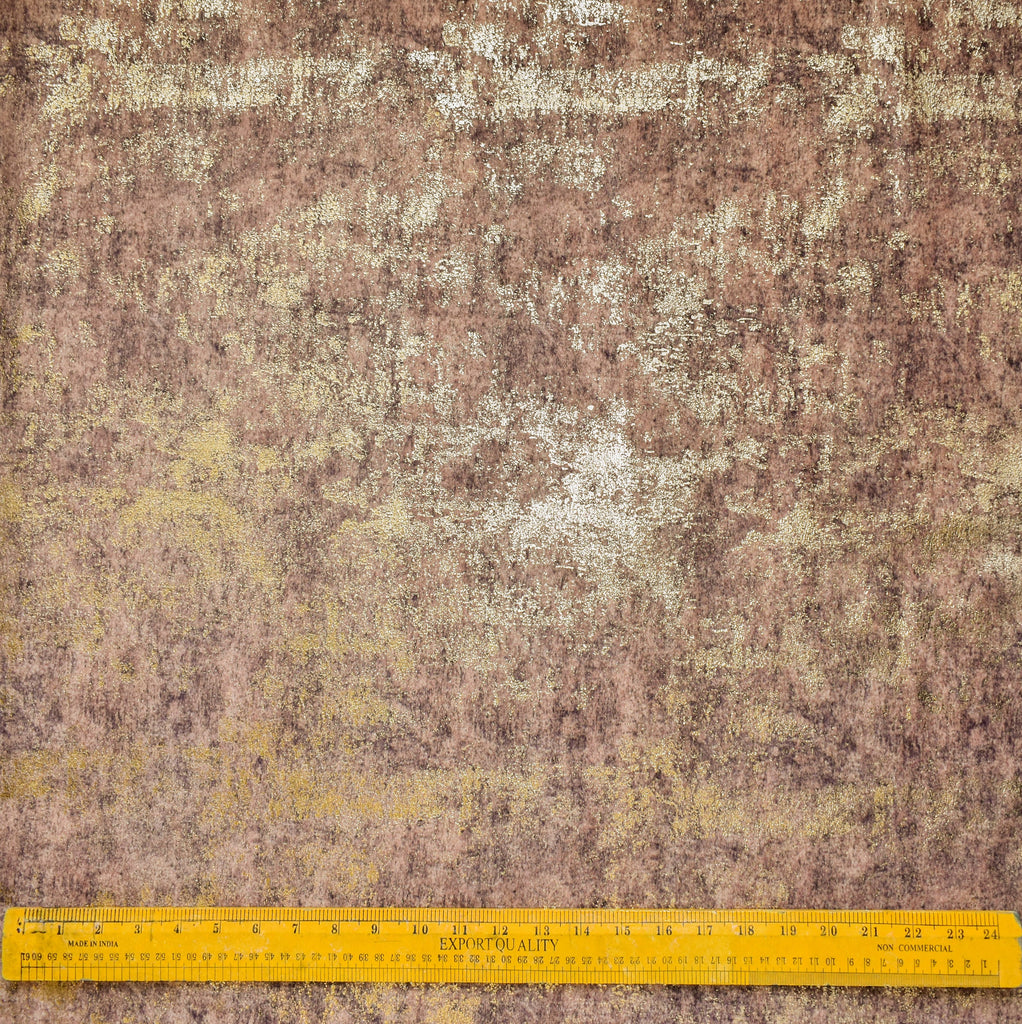 Brown Gold Foil Printed Velvet Textured Curtain Panels