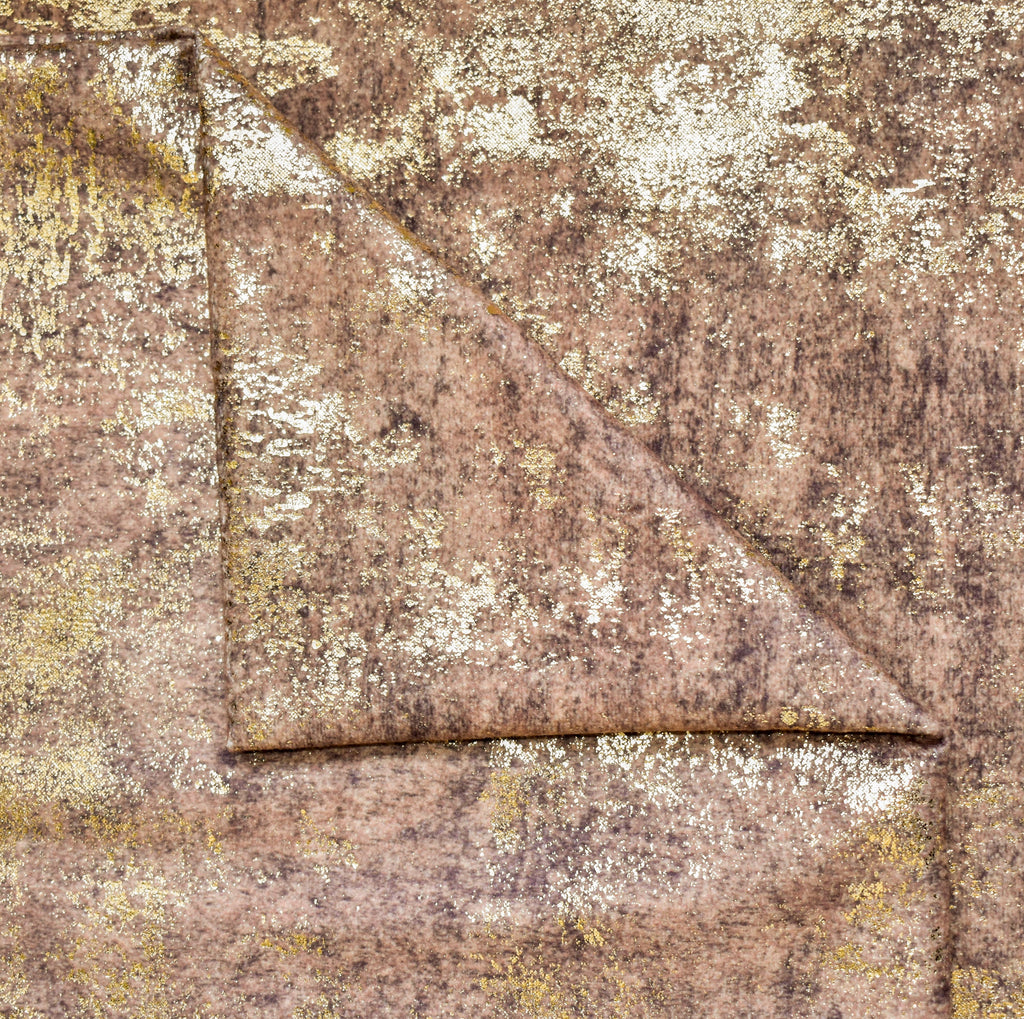 Brown Gold Foil Printed Velvet Textured Curtain Panels
