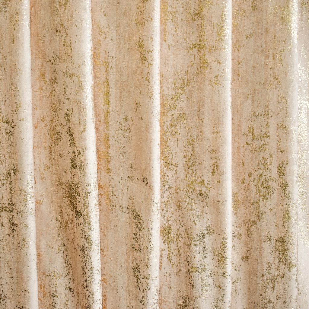 Cream Gold Foil Printed Velvet Textured Curtain Panels