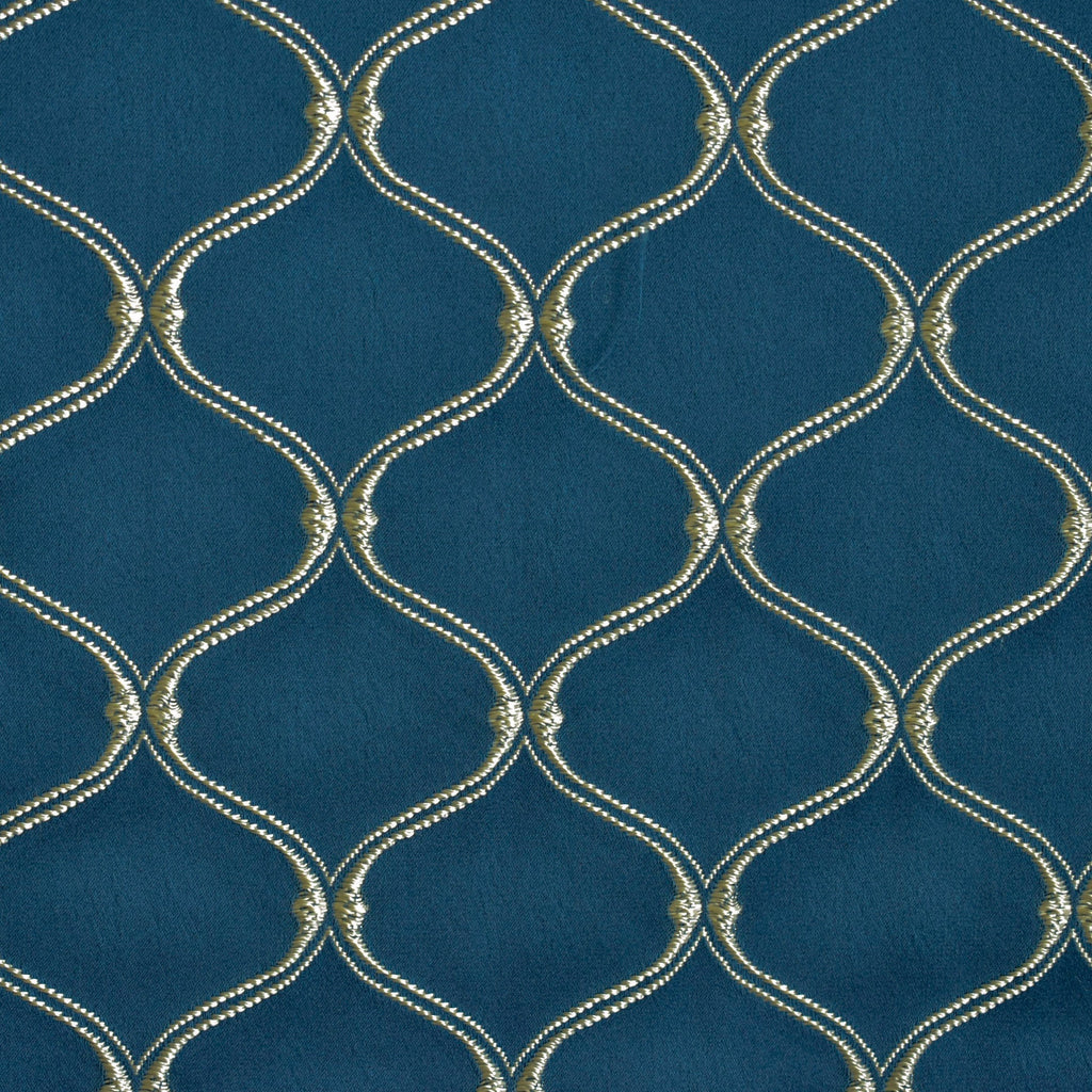 Navy Blue Moroccan Cotton Embroidered Curtain Panels
