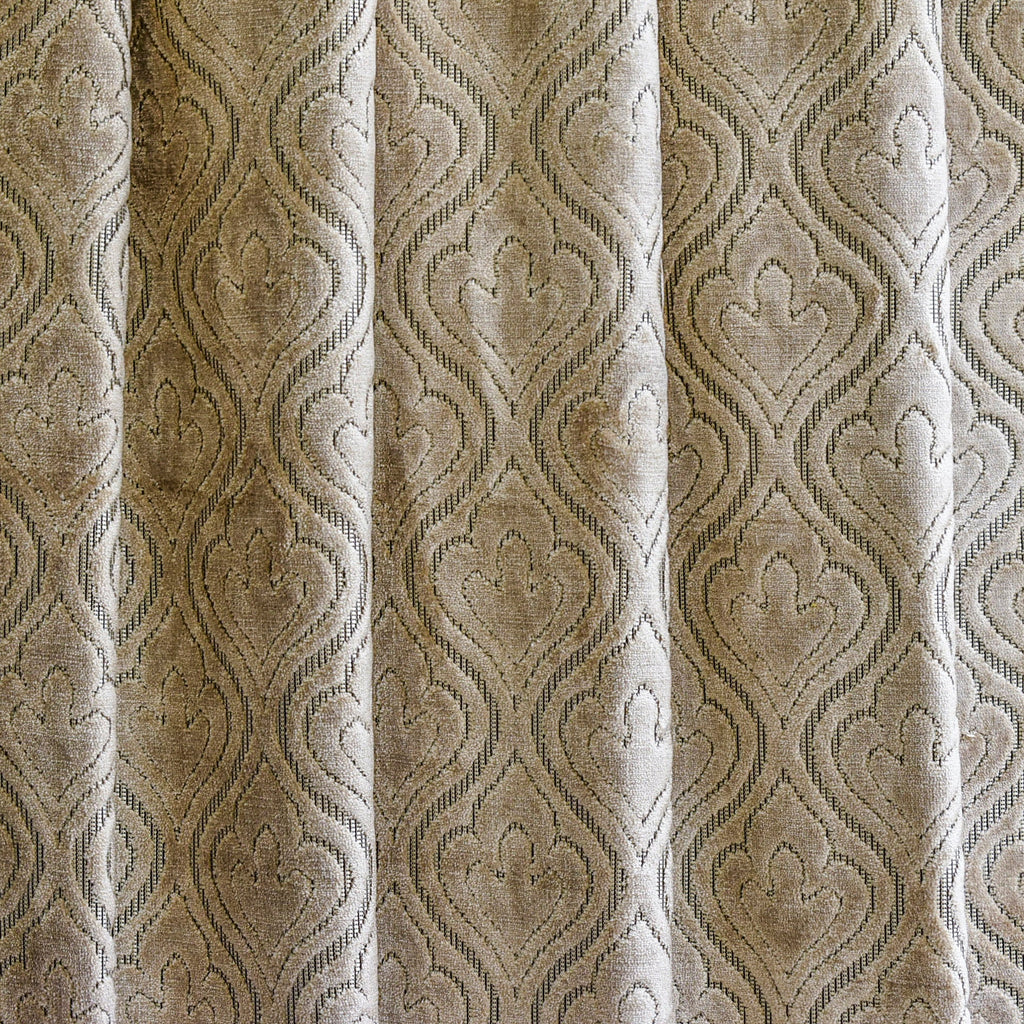 Pearl Beige Damask Jacquard Velvet Curtain Panels