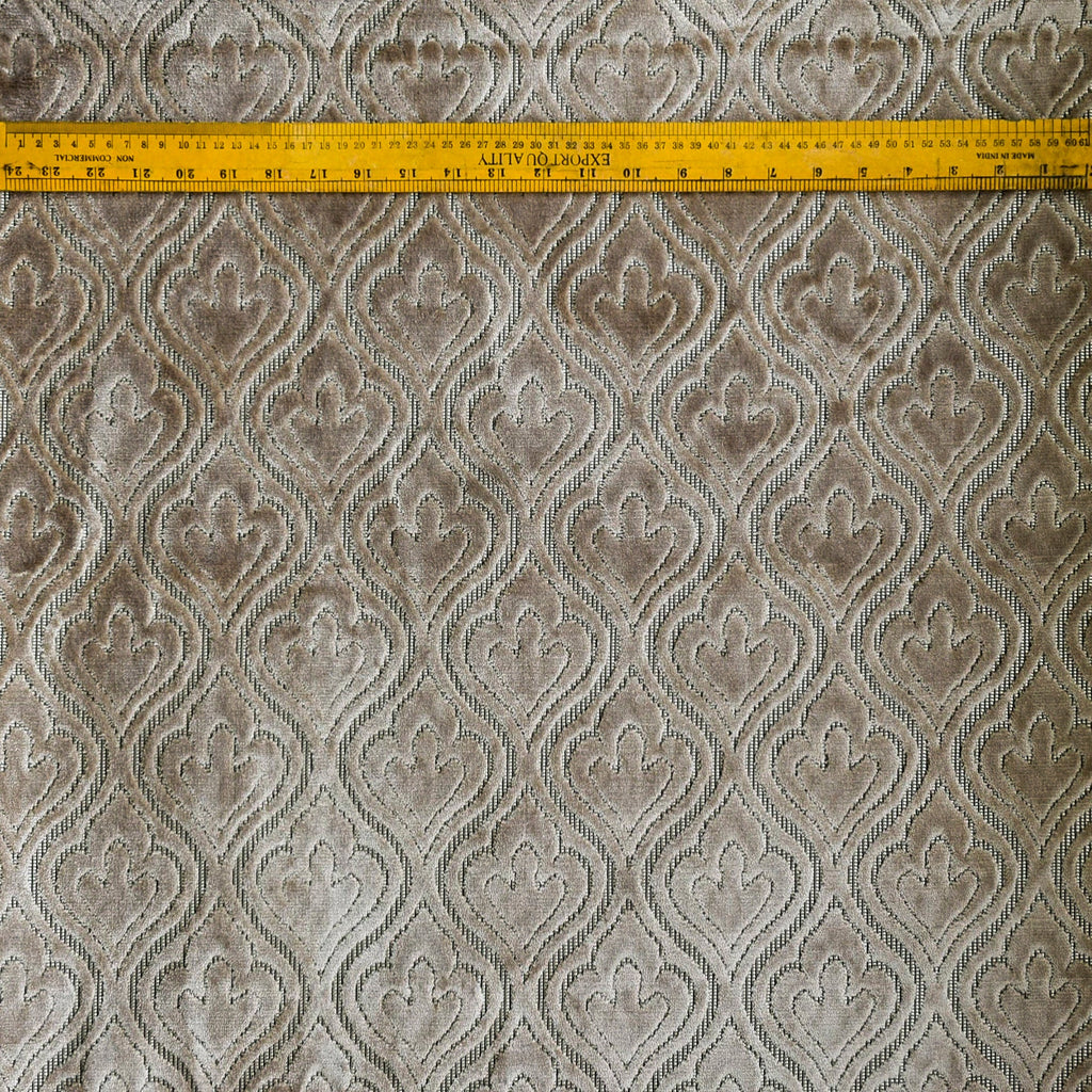 Pearl Beige Damask Jacquard Velvet Curtain Panels