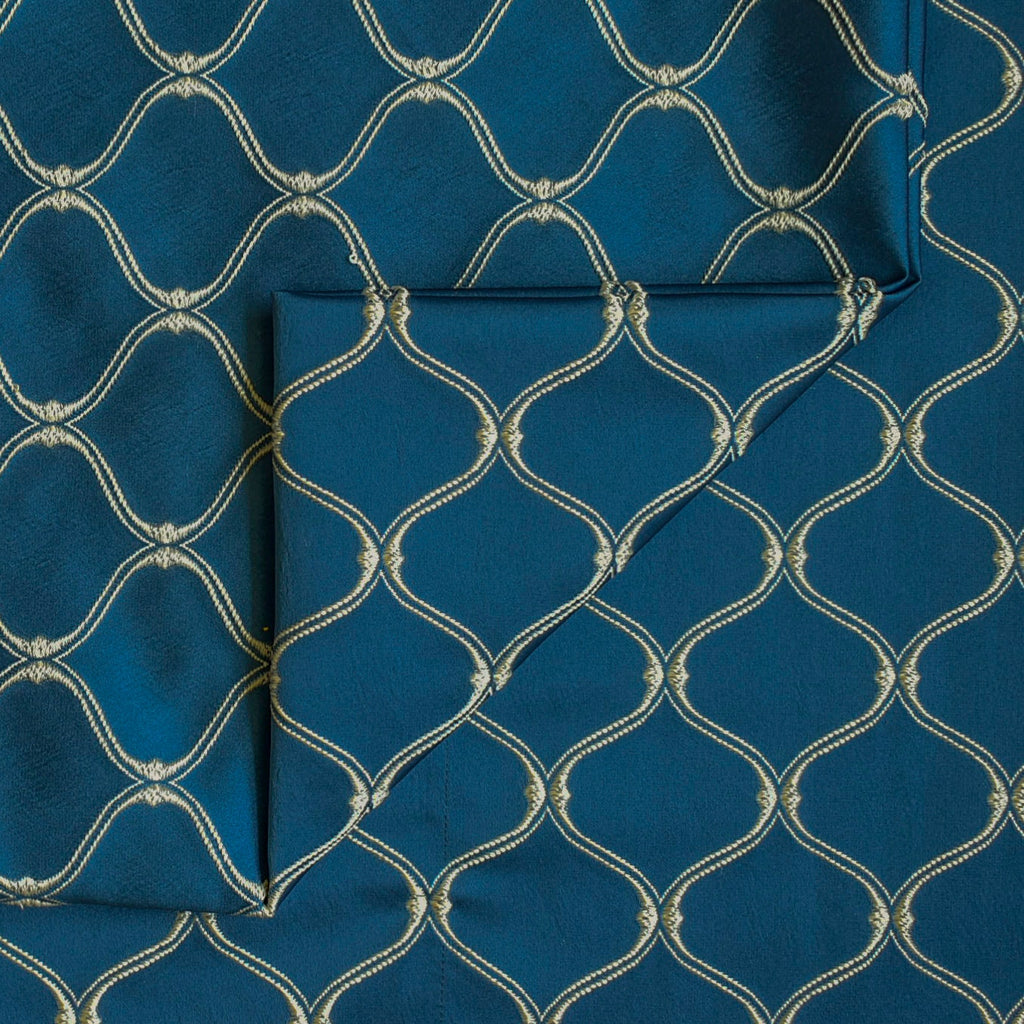 Navy Blue Moroccan Cotton Embroidered Curtain Panels