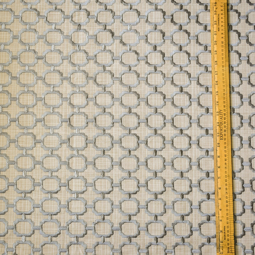 Beige Medallion Geometric Cotton Embroidered Curtain Panels