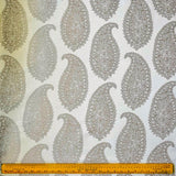 Ivory N Grey Paisley Cotton Woven Curtain Panels
