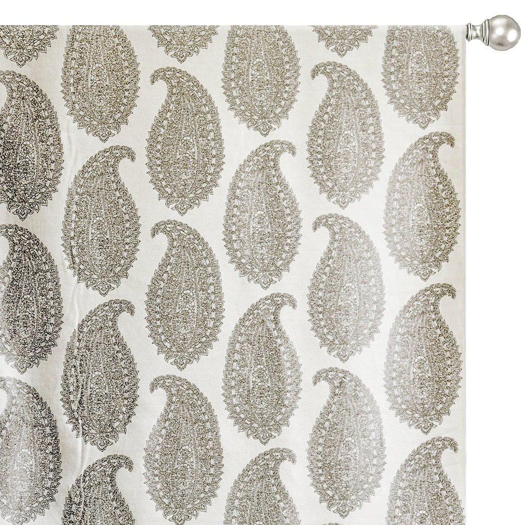 Ivory N Grey Paisley Cotton Woven Curtain Panels
