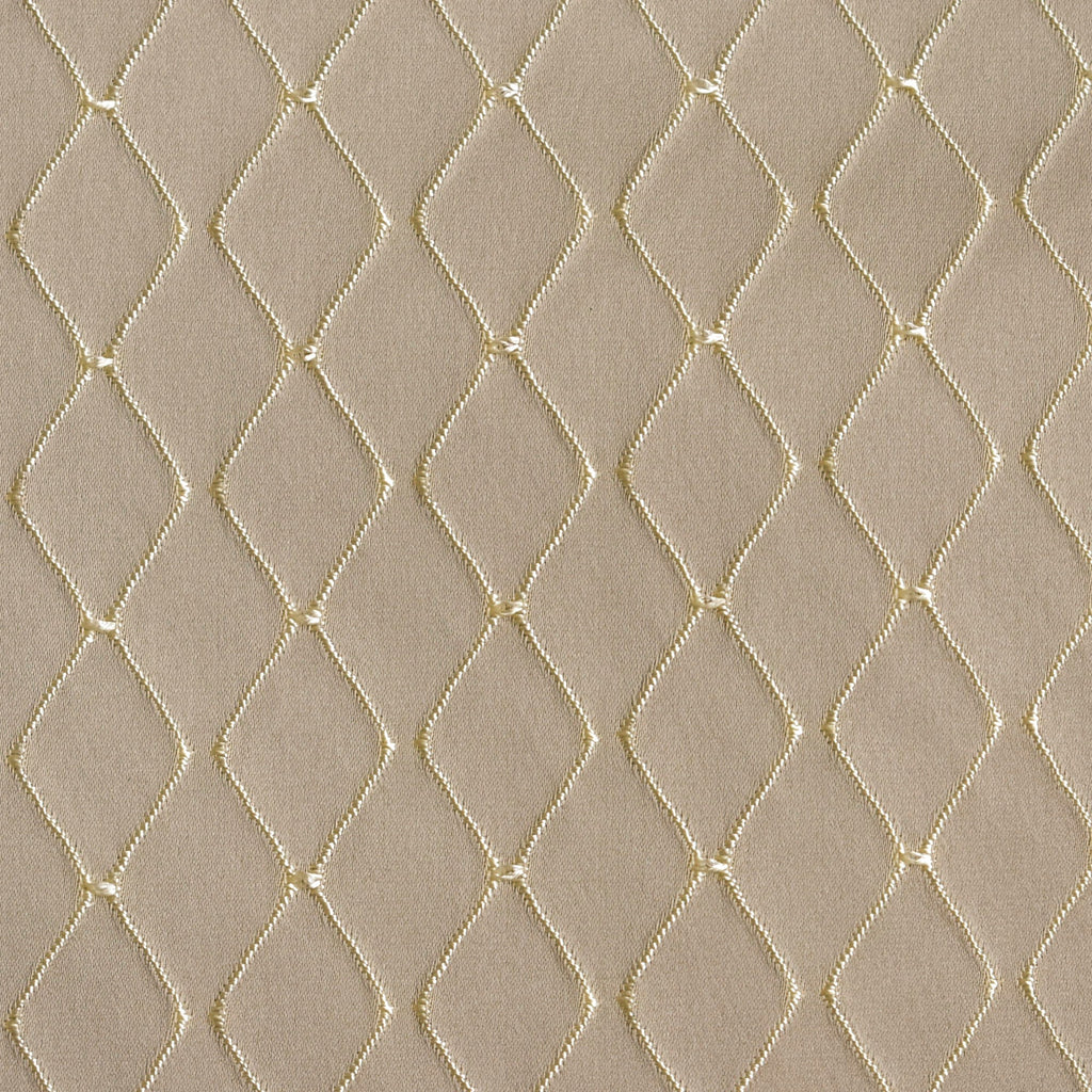 Beige Diamonds Geometric Viscose Embroidered Curtain Panels