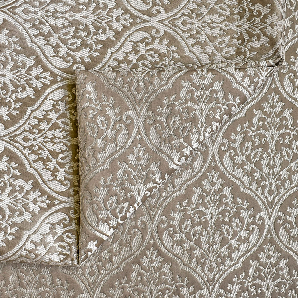 Pearl Beige Floral Polyester Viscose Woven Curtain Panels