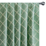 Duck Egg Leafy Diamond Chain Stitch Linen Curtain Panels